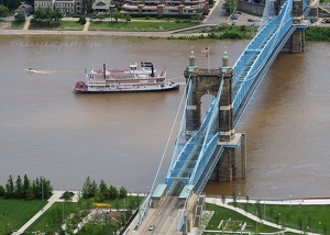 Belle of Cincinnati & John A Roebling Suspension Bridge
